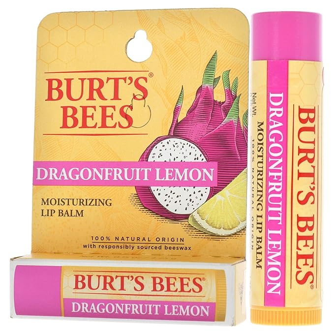 Burts Bees Dragonfruit Lemon Moisturizing Lip Balm Unisex 0.15 oz (I0115832)-VivaGrace Women