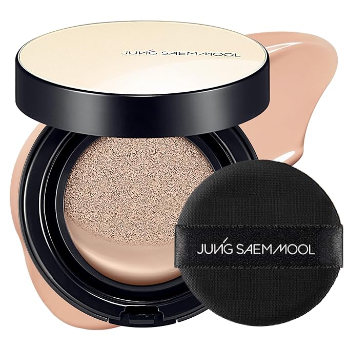 JUNG SAEM MOOL Essential Skin Nuder Cushion 22C Petal Light 0.49 Fl Oz, No Refill, Natural Radiant Finish Cushion Foundation with Buildable Coverage, Lightweight Texture, Korean Foundation Makeup-VivaGrace Women