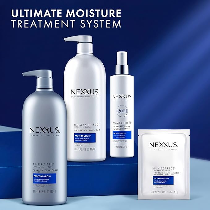 Nexxus Therappe Moisturizing Shampoo Ultimate Moisture for Dry Hair Silicone-Free, Moisturizing ProteinFusion with Elastin Protein and Green Caviar 33.8 oz-VivaGrace Women