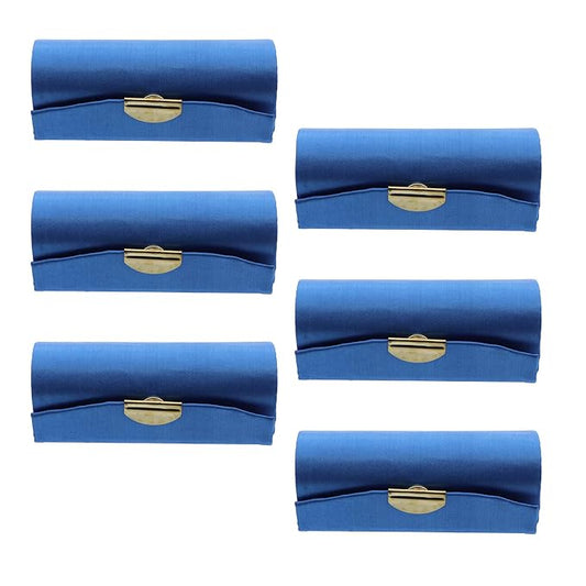 Motique Accessories Solid Satin Ladies Lipstick Case With Mirror Purse Holder Set of 6 (Royal)-VivaGrace Women