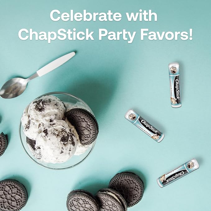 ChapStick Ice Cream Social, Party Favor Lip Balm Pack - Cookies & Cream - 0.15 Oz x 12 Sticks-VivaGrace Women