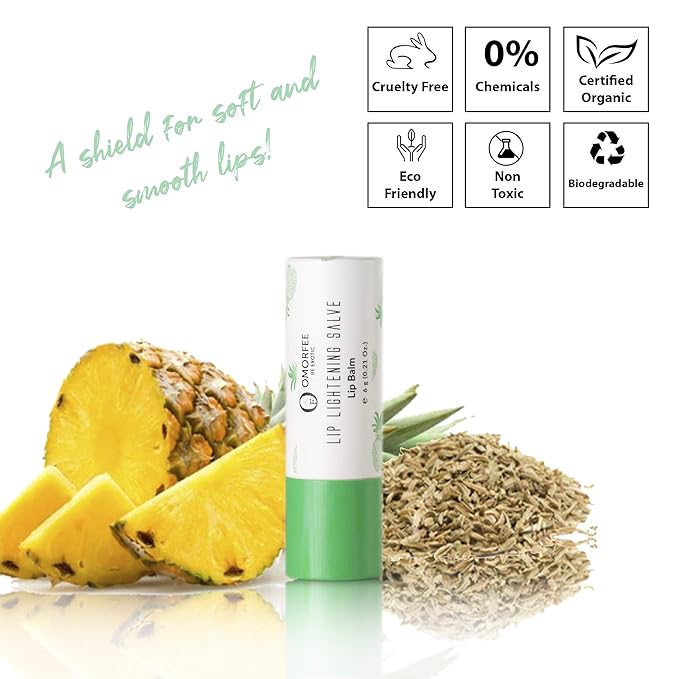 Omorfee 100% Organic Lip Lightening Stick for Dark Lips, Lip Whitening Lipstick with SPF, Natural Lip Balm Protection & Repair, Cocoa Butter, Carrot Seed Oil & Pineapple Extract - 6 Grams/0.21 Oz-VivaGrace Women