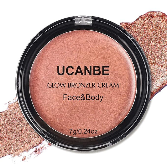 UCANBE Face & Body Cream Bronzer, Natural Coral Warm Sun-Kissed Glow Blusher, Buildable Blendable for Long Lasting Radiant Glow, Luminous Bronzing Highlighting Multi-Use Makeup Palette-VivaGrace Women