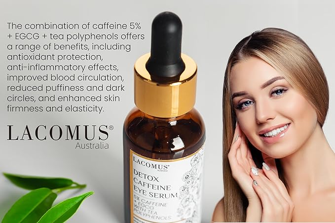 Advance Caffeine 5% + EGCG Serum for Brighter Eyes - Powerful Eye Contour Serum for Reduces Puffiness, Dark Circles, and Pigmentation - Hydrating and Smoothing Formula - LACOMUS Australia-VivaGrace Women