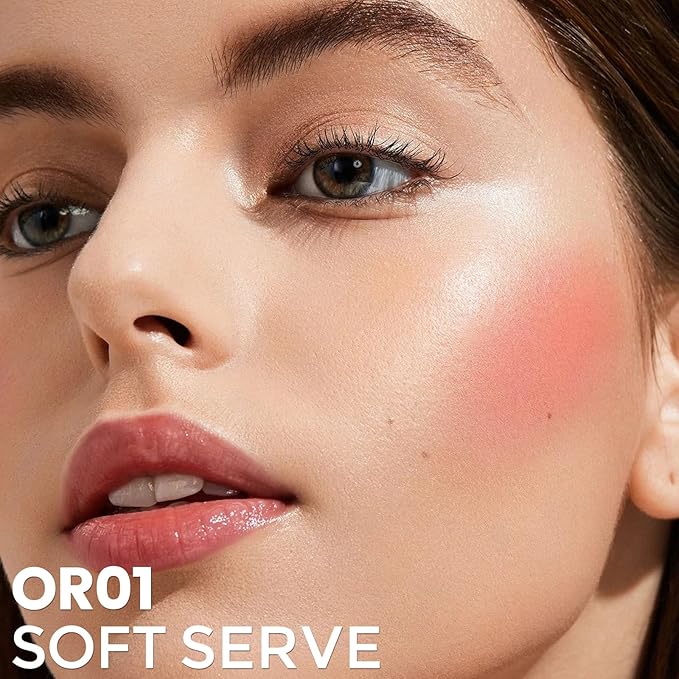 FOCALLURE Silky Cream Liquid Blush,Leaving a Matte Dewy Makeup Look,Easy to Apply and Create a Natural Flush,Long Lasting and Lightweight Cheek Blush Face Makeup,SOFT SERVE-VivaGrace Women