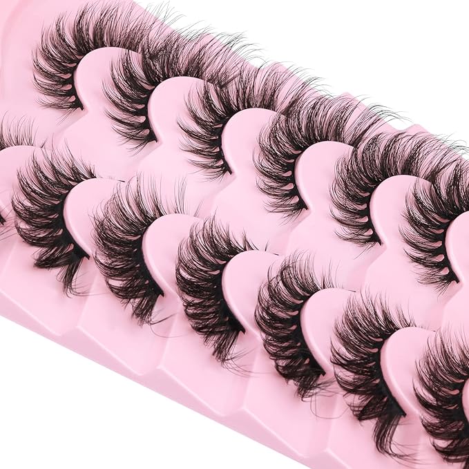 Fox Eye Lashes Faux mink Eyelashes Wispy Cat Eye Long False Eyelahses Dramatic Cross Full Volume Strip Lashes Pack 7 Pairs-VivaGrace Women