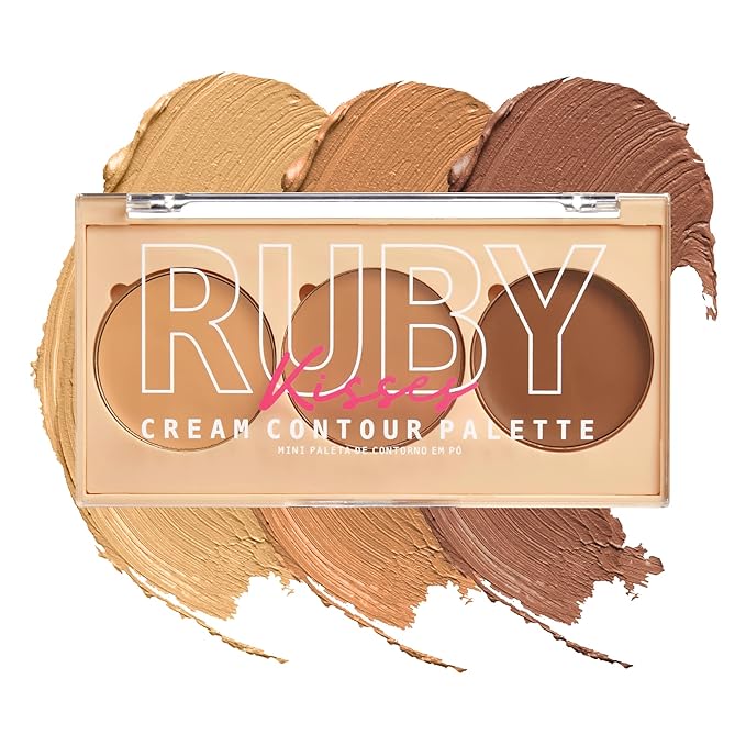 Ruby Kisses Contour Palette 3-in-1 Contour, Conceal, Highlight All-In-One Mini Palette, Long-Lasting, Easy to Blend Cream Contour Palette for Oily and Dry Skin (Medium To Tan)-VivaGrace Women
