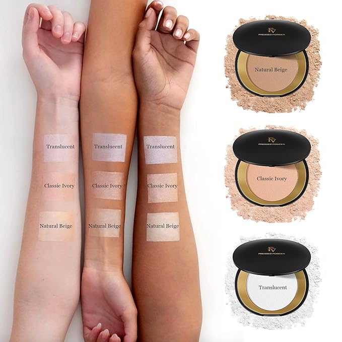 FV Matte Finish Pressed Powder, Long-Lasting, Lightweight, Oil-Control, Medium Coverage Baking Setting Powder for All Skin Types, 0.28 Oz, Classic Ivory-VivaGrace Women