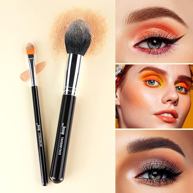 Jessup Makeup Brushes 15 Pcs Makeup Brush Set Beauty Cosmetics Make Up Powder Concealer Eyeshadow Eyeliner Blending Lip Brush Tools (Black/Silver) T092-VivaGrace Women