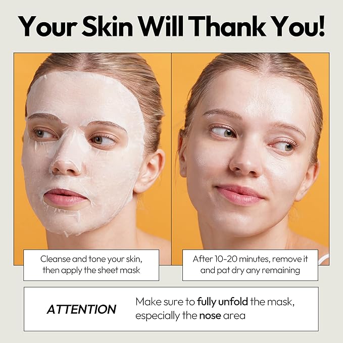 LAPCOS Vita C Sheet Mask, Daily Face Mask with Vitamin C to Renew Skin, Korean Beauty Favorite, 5-Pack-VivaGrace Women