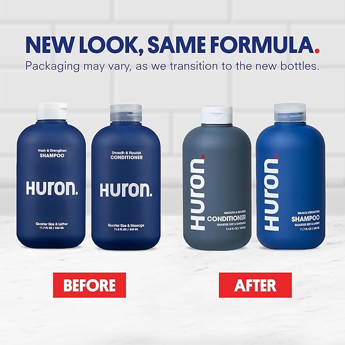 Huron Hair Duo | Nourishing Shampoo & Conditioner Set for Men | Cleanse, Strengthen & Hydrate | Sulfate-Free, Paraben-Free, Vegan | Designed for Daily Use on All Hair Types (2 Pack)-VivaGrace Women