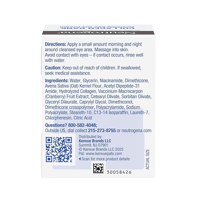 NEUTROGENA Collagen Bank Reviving Eye Cream, Under Eye Cream, Helps Preserve Collagen, Visibly Improves Dark Circles, Puffiness, Fine Lines, Texture, Fragrance Free, with Peptides 0.5 oz-VivaGrace Women