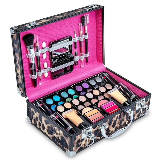 Makeup Kit Gift Set – 79 Piece - 32 Eye Shadows, 2 Blushes, 2 Lip Glosses, 2 Lipsticks, 2 Eye Liner Pencils, 1 Lip Liner Pencil, 1 Mascara - Case with Carrying Handle-VivaGrace Women
