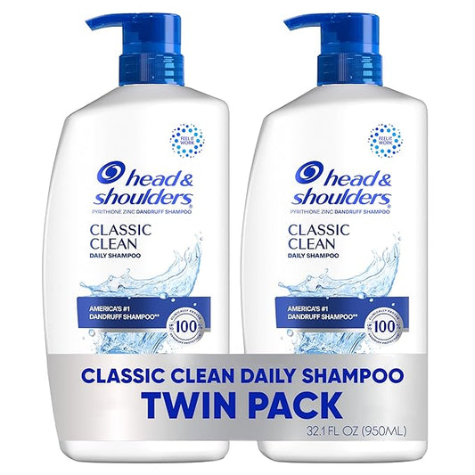 Head & Shoulders Classic Clean Dandruff Shampoo Twin Pack, Anti-Dandruff Daily Use, Paraben-Free, Color-Safe, 32.1 Fl Oz Each (Set of 2)-VivaGrace Women