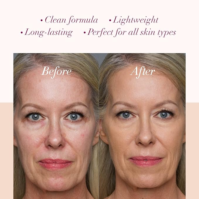 LUMINESS Silk Airbrush Spray Foundation & Buffing Brush Kit – Full Coverage Foundation & Dual-Sided Buffing Brush - Buildable Coverage, Anti-Aging Formula Hydrates & Moisturizes (Shade - Medium)-VivaGrace Women