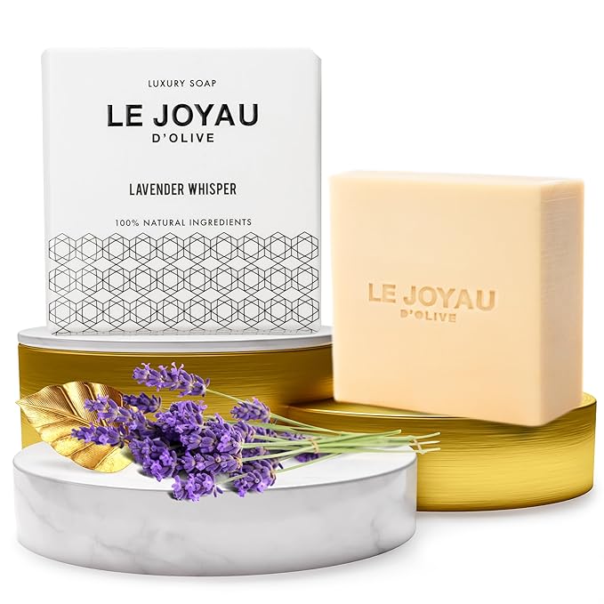 LAVENDER WHISPER from Le Joyau d’Olive | Ancestral & Handmade| Fragrance Free| Synthetics Free | Cold Pressed and Matured for 5 Months | Premium Olive and Lavender Oils | Twice Milled & Lather Rich