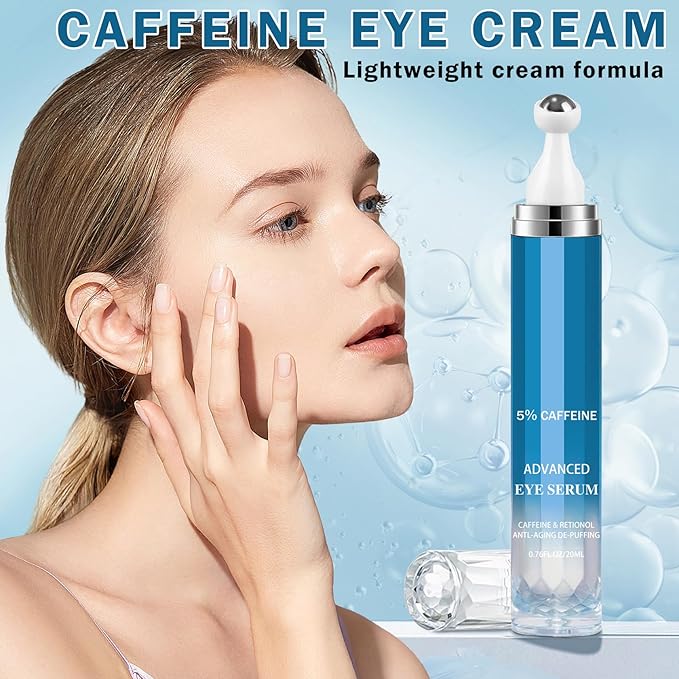 Caffeine Under Eye Cream for Dark Circles Eye Cream for Puffiness and Bags Under Eyes,Eye Roller for Puffy Eyes and Firming,Wrinkle Reducing Crema Para las Ojeras-VivaGrace Women