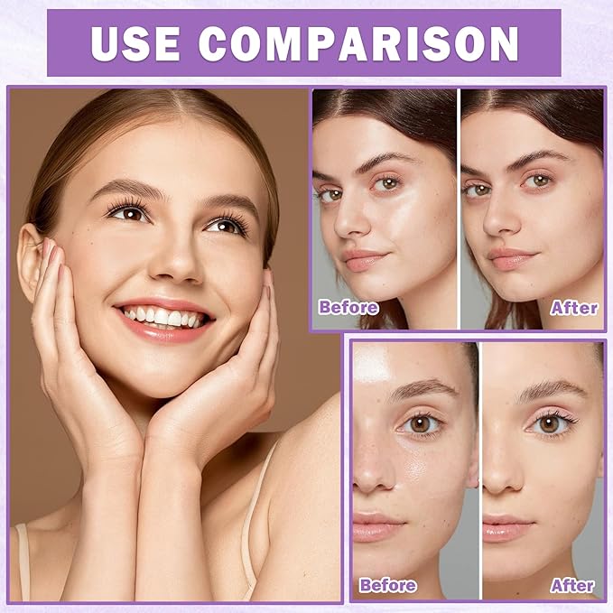 AIUEO Lavender Matte Setting Powder Sunscreen Powder Oil Control Blurring Pressed Powder Refreshing and Comfortable Purple Face Powder Makeup, Polvo Compacto De Maquillaje-VivaGrace Women