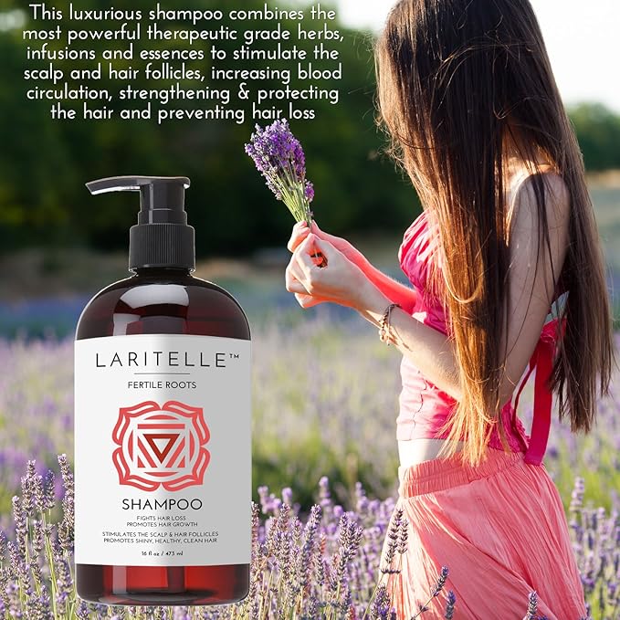 Organic Hair Growth Shampoo 17.5 oz – Fortifying & Strengthening with Ayurvedic Herbs, Lavender, Ginger, Rosemary, Patchouli, Clove – Reduces Shedding, Promotes Growth – Vegan, Made in USA-VivaGrace Women