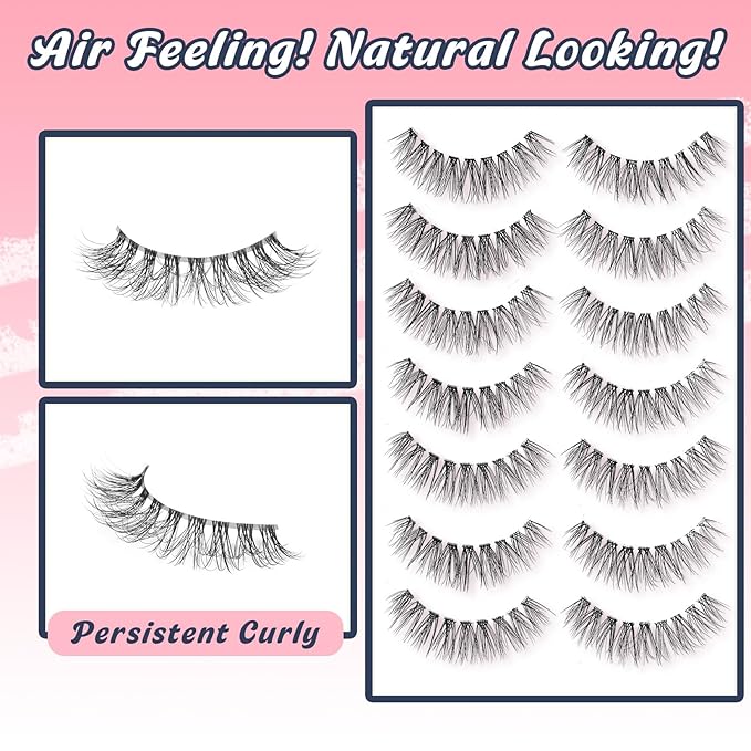 Wispy Lashes Natural Look False Eyelashes 13MM Eye Lash Pack 3D Volume Fake Eyelashes 7 Pair Siligli-VivaGrace Women