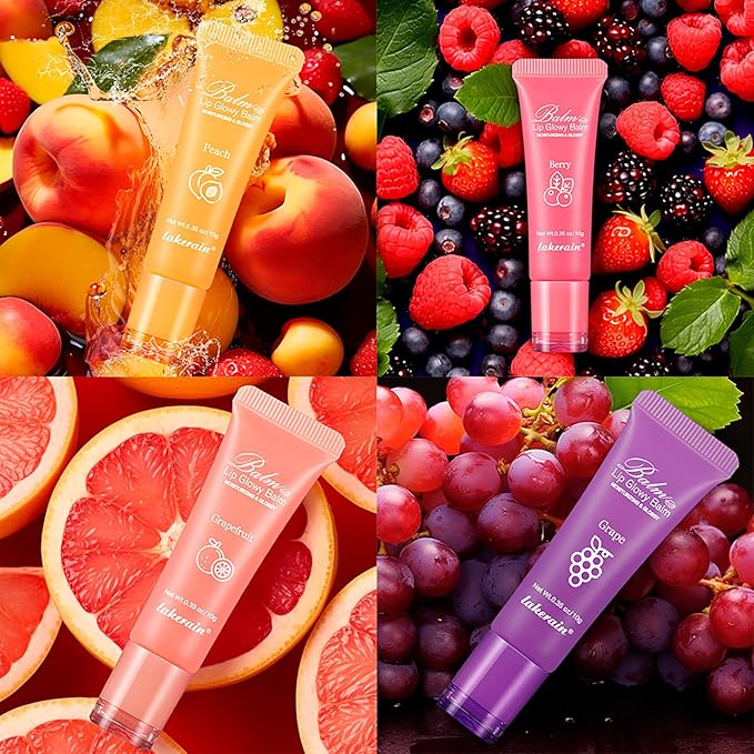 2Pcs Lip Glowy Balm and Lip Sleeping Mask Set, with 4 Flavor Options - Reduce Lip Lines, Enhance Lip Color, Hydrate & Plump Dry Chapped Lips Care (Grape)-VivaGrace Women