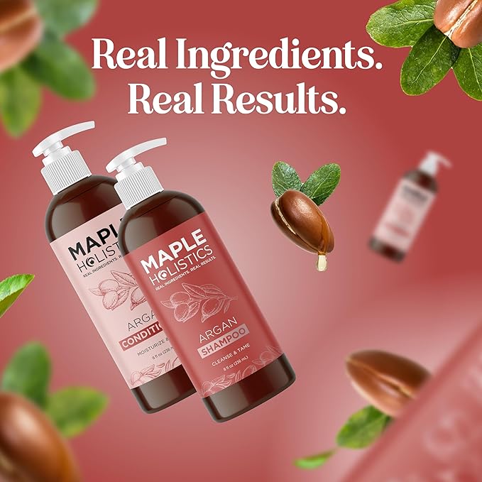 Argan Oil Shampoo and Conditioner for Dry Hair - Paraben and Sulfate Free Shampoo and Conditioner Set for Dry Hair Frizz Curl Care and Split Ends - Moisturizing Argan Shampoo and Conditioner Set-VivaGrace Women