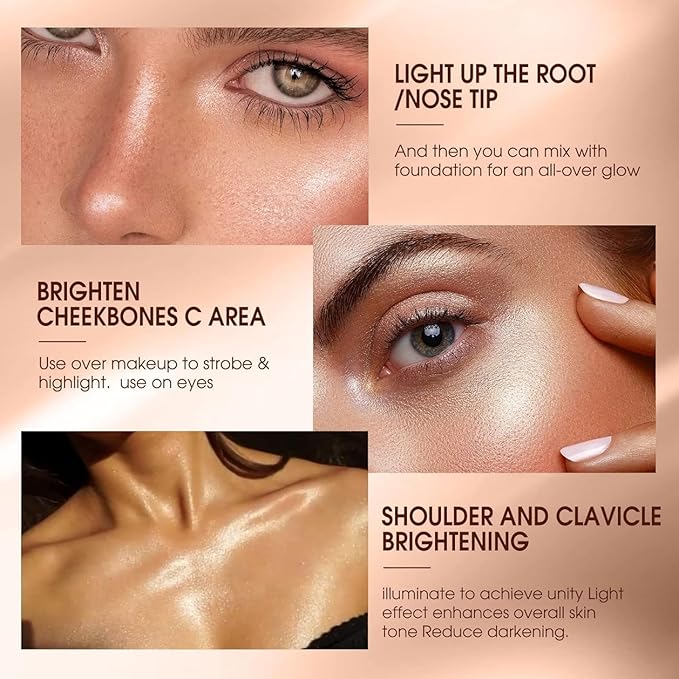 MAEPEOR Shimmer Body Luminizer 5 Colors Moisturizing Glow Illuminator Smooth and Non-sticky Summer Body Highlighter For Face & Body (80ML, 01 Silver)-VivaGrace Women