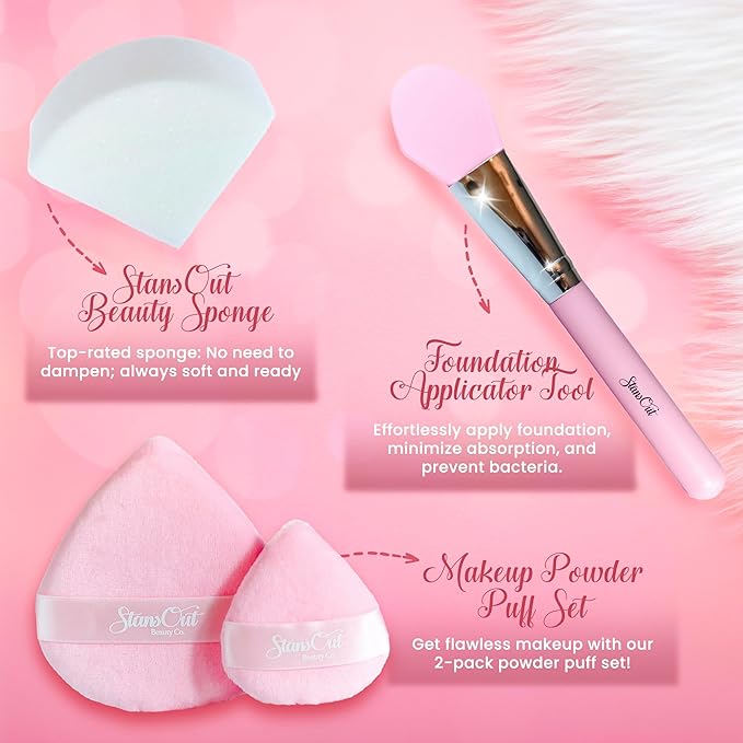 StansOut Ultimate Complexion Bundle: Liquid Foundation Brush, Makeup Brushes for Liquid, Cream, Stick Foundation - Flat, Round, Blender Brushes - 101 Contoured, 108 Straight - Long-Lasting-VivaGrace Women