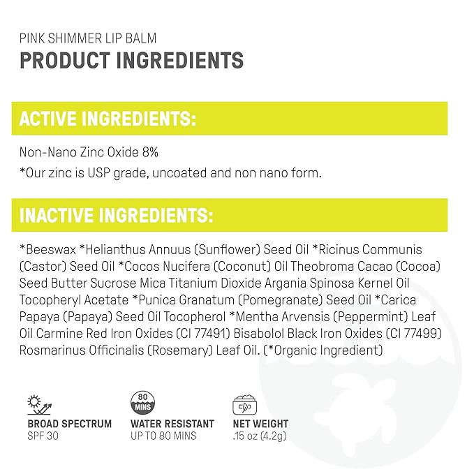 Raw Elements Organic Pink Lip Shimmer Zinc Oxide SPF 30+, 0.15oz-VivaGrace Women