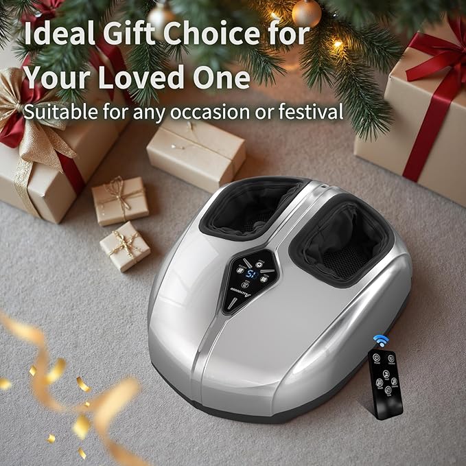 Shiatsu Foot Massager with Heat,Vibration,Air Compression and Deep Kneading for Plantar Fasciitis, Neuropathy,Improve Foot Wellness,Gifts for Women & Men(Silver)-VivaGrace Women