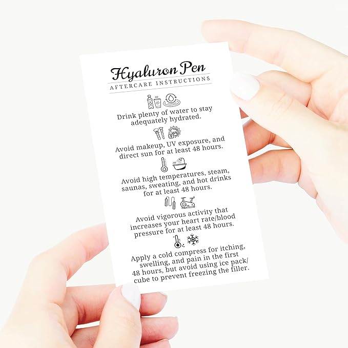 100 Pack - Premium Hyaluron Pen Lip Filler Aftercare Instructions Card 2 x 3.5" Accessories Supplies Kit Care - HP07A100_N-VivaGrace Women