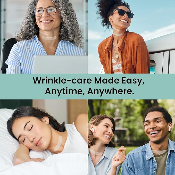 Advanced Wrinkle Patches 60ct Smile Line, Frown Line Wrinkle Patches for Facial Korean Skin Care Face Wrinkle Tape Invisible Overnight with Retinol & Collagen (Medium (Neck))-VivaGrace Women