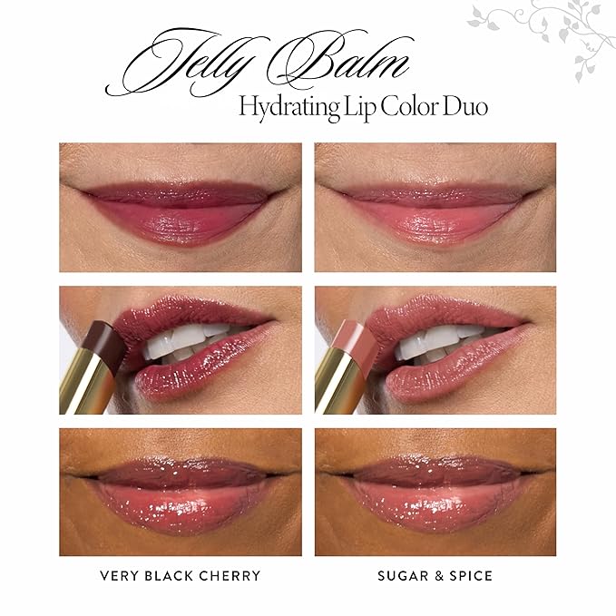 LAURA GELLER NEW YORK Jelly Balm Hydrating Lip Color Duo - Very Black Cherry + Sugar & Spice - Holiday 2024-VivaGrace Women