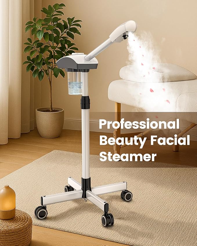 Kingsteam Professional Ozone Nano-Ionic Facial Steamer | Deep Cleansing Hydrating | Salon Home Spa Face Steamer | Pore Cleanser | 60-Min Timer | 360° Swivel | Esthetician Favorite Tool,White-VivaGrace Women