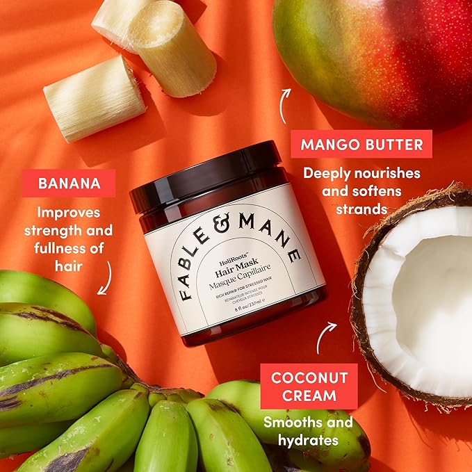 Fable & Mane Deep Moisture Repairing Hair Mask, For Frizzy, Dry, Damaged Hair. Treatment Repairs and Softens with Shea Butter and Coconut-VivaGrace Women