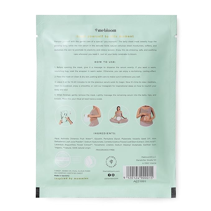 3 x Feuchtigkeitsspendende Bauchtuchmaske - hilft gegen Dehnungsstreifen - wirkungsvolle Mischung aus natürlichen und biologischen Pflanzenstoffen-VivaGrace Women