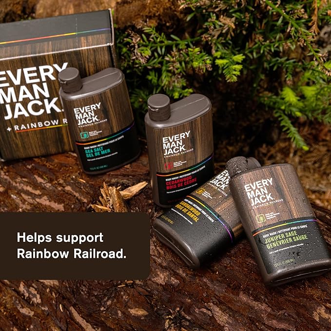 Every Man Jack Body Wash Variety Box - Includes Four Body Washes with Clean Ingredients & Incredible Scents - Round Out His Routine with Sandalwood, Cedarwood, Juniper Sage, & Sea Salt Body Washes-VivaGrace Women