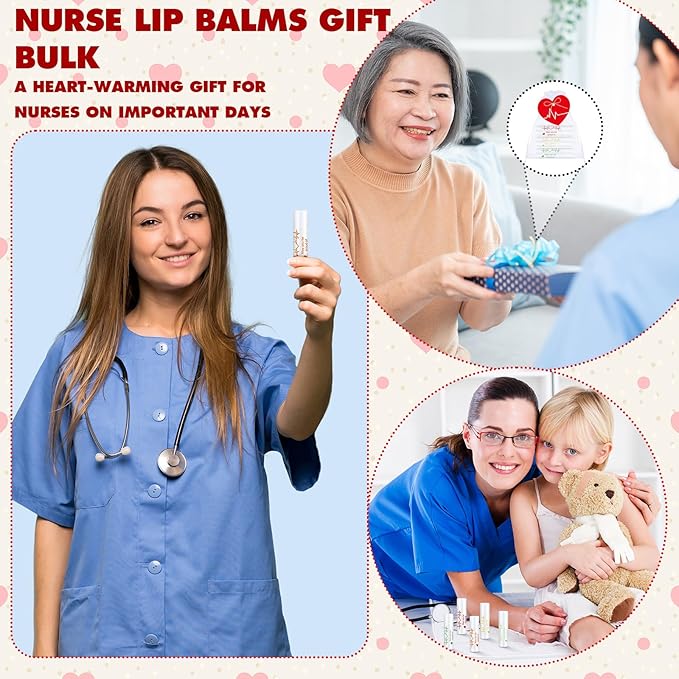 50 Sets Nurse Lip Balm Gifts Bulk Moisturizing Nurse Lip Balm with 50 Organza Drawstring Gift Bags 50 Tags Nurse Day Nurse Week Nurse Student Graduate Appreciate Gifts Bulk(Nurse)-VivaGrace Women