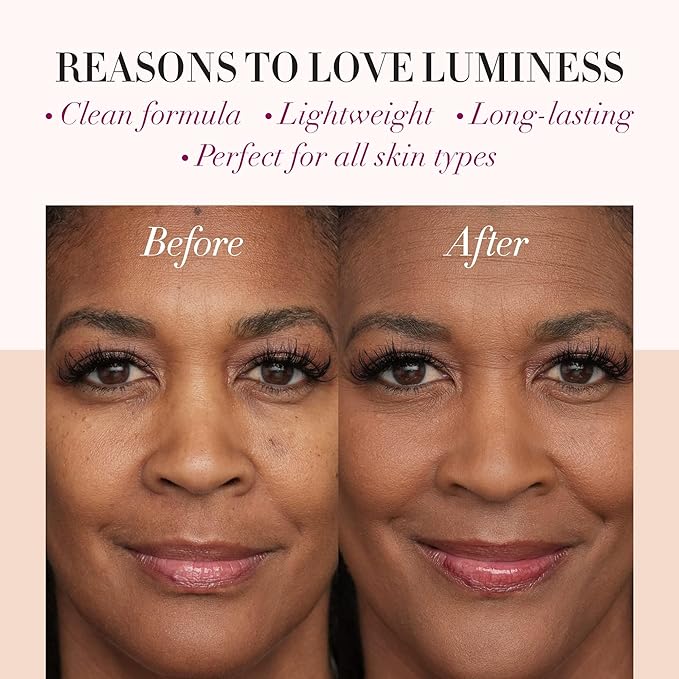 LUMINESS Silk Airbrush Spray Foundation & Buffing Brush Kit – Full Coverage Foundation & Dual-Sided Buffing Brush - Buildable Coverage, Anti-Aging Formula Hydrates & Moisturizes (Shade - Light Rich)-VivaGrace Women