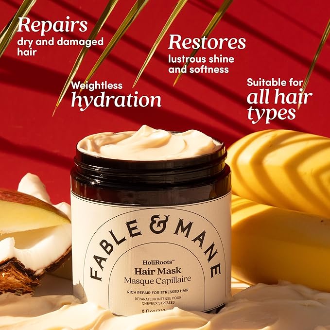 Fable & Mane Deep Moisture Repairing Hair Mask, For Frizzy, Dry, Damaged Hair. Treatment Repairs and Softens with Shea Butter and Coconut-VivaGrace Women
