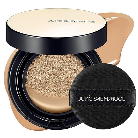 JUNG SAEM MOOL Essential Skin Nuder Cushion 25W Latte 0.49 Fl Oz, No Refill, Natural Radiant Finish Cushion Foundation with Buildable Coverage, Lightweight Texture, Korean Foundation Makeup-VivaGrace Women