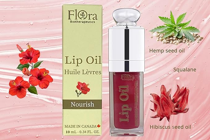 FLORA HIBISCUS LIP OIL | ORGANIC, PLANT-BASED | NOURISH | 10 ML | MADE IN CANADA-VivaGrace Women