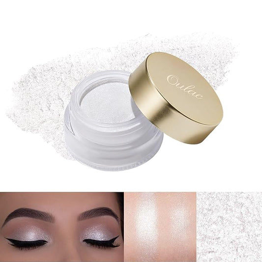 Oulac Shimmer White Cream Eyeshadow Primer| Highlighter Waterproof & Long Lasting Glitter Eyeshadow Natural Color Eye Shadow for Women 6g (01)-VivaGrace Women