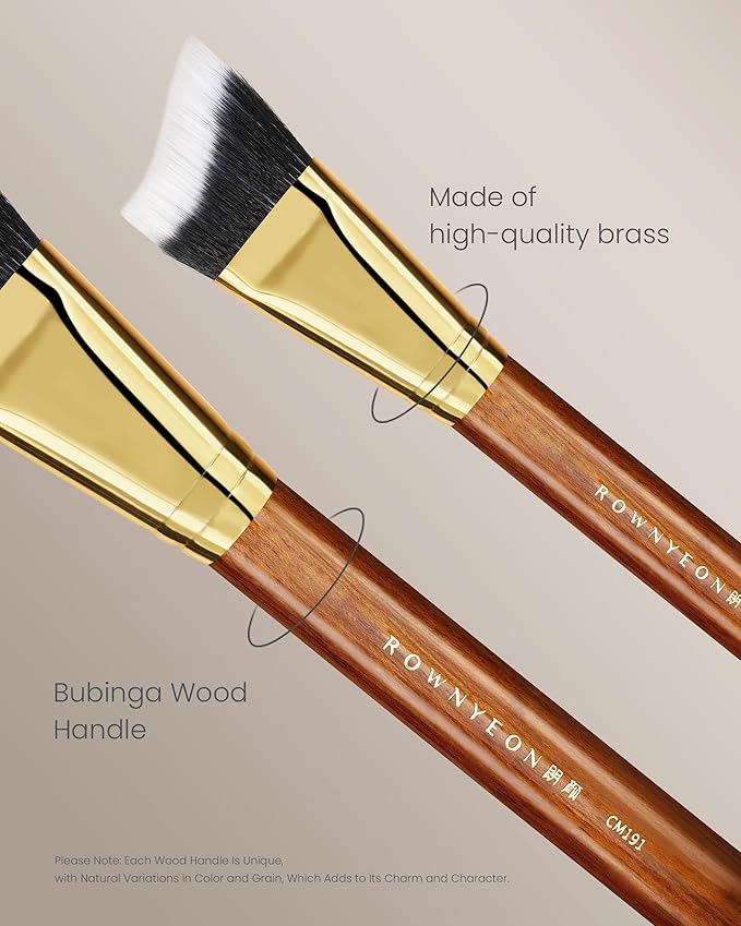 Desert Oak Series Terraced Contour Brush - 27mm Dual-Height Design with 5mm Flat Edge & 22mm Slope for Precision Sculpting, Bubinga & Brass (CM 191)-VivaGrace Women