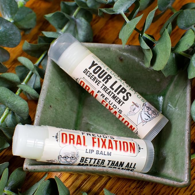 Sigmund Freud's Oral Fixation Lip Balm Tube, Eucalyptus Mint Flavored - Cruelty-Free and Made in The USA from Natural and Imported Ingredients-VivaGrace Women