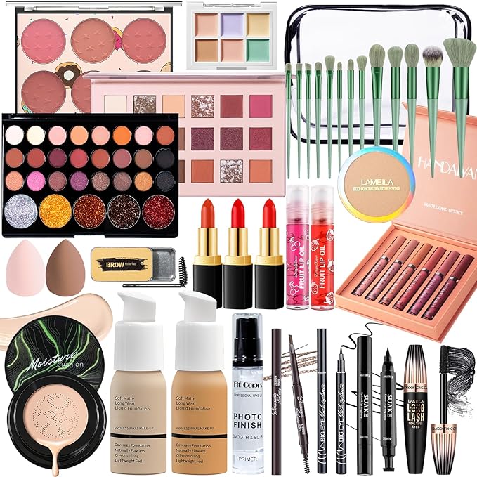 Makeup Set Makeup Set for Women Girls Teens Full Kit, Makeup Present Set for Beginners and Professionals Include Eyeshadow Palettes, Foundation, CC Cream, Liquid Lipsticks Set-VivaGrace Women