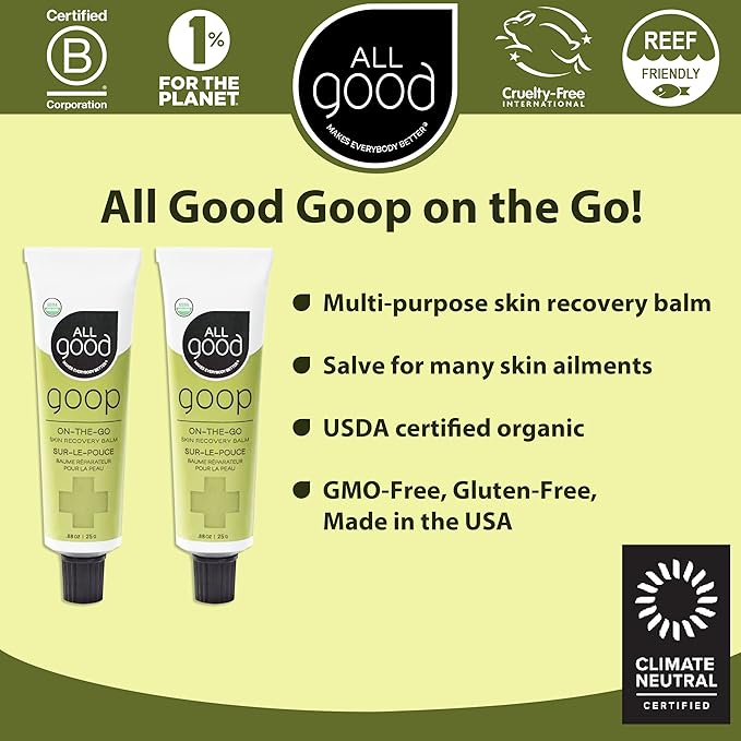 All Good Goop on the Go - Chafing Cream, Dry Skin Salve, Cracking Lip Moisturizer - Soothes, Hydrates & Calms - Travel Size Recovery Balm 1oz (3-pack)-VivaGrace Women