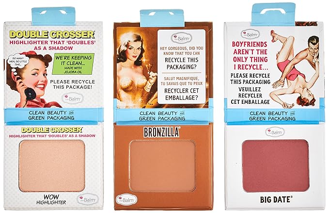 Clean and Green by the Balm for Women - 5Pc 0.1ozBig Date Blush, 0.1oz Bronzilla Bronzer, 0.1oz Double Crosser Wow Highlighter, 0.27oz Nuit Mascara in Extra Black, 0.39Anne T. Dotes Primer-VivaGrace Women