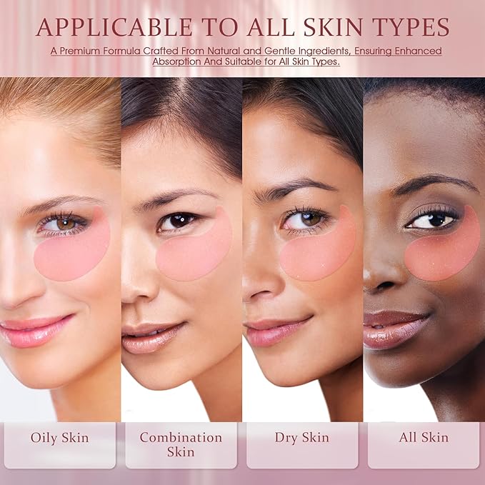 Under Eye Patches Masks - for Dark Circles, Puffiness, Eye bags,and Fine Lines Smoothing Skin Care Treatment with Collagen and Hyaluronic Acid for Women and Men, (60 Pcs) Pink-VivaGrace Women