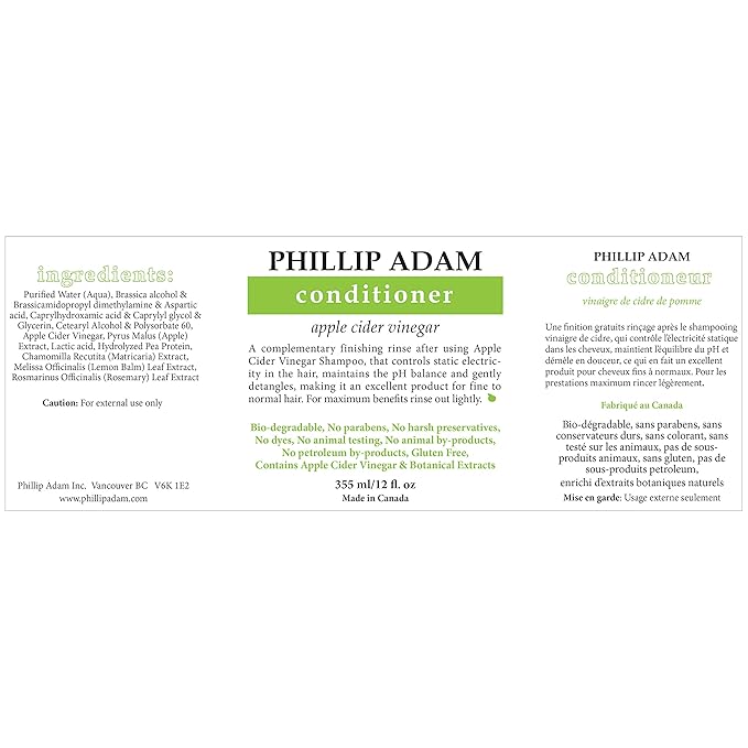 Phillip Adam Apple Cider Vinegar Shampoo and Conditioner Set for All Types of Hair - Sulfate Free - pH Balancing - 12 Ounce Each-VivaGrace Women